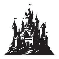 Magnificent Castle Silhouette Illustration Graphic Fairytale Fantasy Design Element vector