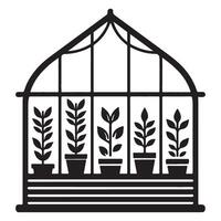 Greenhouse Plants Art Illustration Botanical Cultivation Center Design vector
