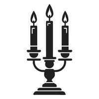 Candelabra Silhouette Illustration with Three Burning Candles Decorative Lighting vector