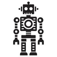 Retro Robot Silhouette Character Illustration Vintage Toy Design Symbol vector