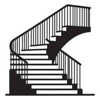 Elegant Black and White Spiral Staircase An Architectural Silhouette Design vector