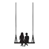 Romantic Couple On Swing A Silhouette of Love and Togetherness vector