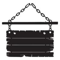 Rustic Wooden Sign Board Hanging from Chain Illustration vector