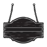 Rustic Wood Sign Silhouette Hanging From Chains Design vector