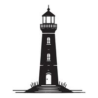 Silhouette of a tall lighthouse standing guard over the coastline vector