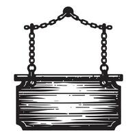 Rustic Wooden Sign with Chains Illustration for Business Promotion Advertising vector