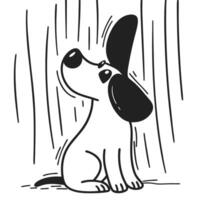 dog sitting with raindrops delightful black and white illustration of playful pet vector
