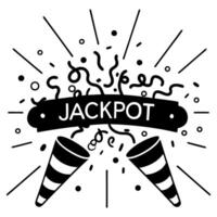 Burst of celebration with jackpot banner and confetti poppers vector