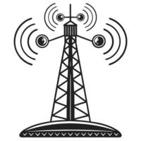 wireless communication tower with waves antenna signal transmission, telecommunication network, connectivity illustration vector