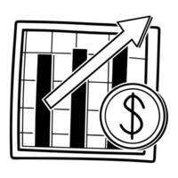 rising financial chart with arrow and dollar symbol indicating growth and economic success vector
