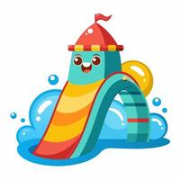 Colorful Cartoon Water Slide with Smiling Face and Fun Design for Kids Playgrounds vector