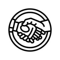human and robot handshake ai integration line icon illustration vector