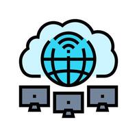 cloud computing network ai integration color icon illustration vector