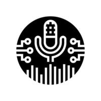digital assistant microphone ai integration glyph icon illustration vector