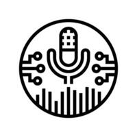 digital assistant microphone ai integration line icon illustration vector