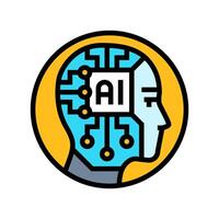 ai head profile deep learning color icon illustration vector