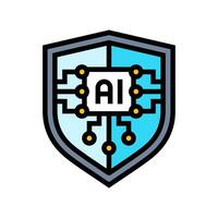 security shield with ai deep learning color icon illustration vector