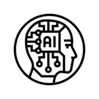 ai head profile deep learning line icon illustration vector