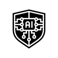 security shield with ai deep learning glyph icon illustration vector
