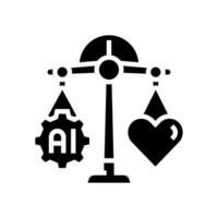 ethical ai balance scale deep learning glyph icon illustration vector