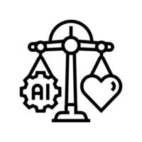 ethical ai balance scale deep learning line icon illustration vector