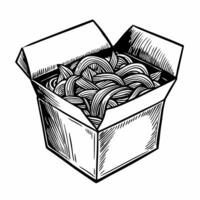 Hand Drawn Noodles in Takeout Box Illustration vector