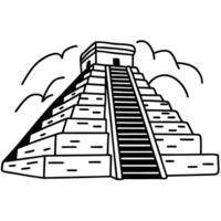 Ancient mayan pyramid drawing with cloudy sky background historic mesoamerican architecture vector