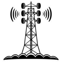 communication tower sending signals antenna symbol, wireless technology, information transmission icon vector