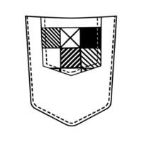 patchwork pocket black and white, stitched design with geometric patterns and fashion element vector