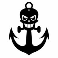 Skull with Anchor Symbol Bold Nautical Themed Illustration vector