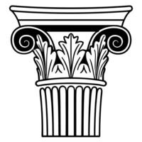 Classical ionic column capital with acanthus leaves ornamental design vector