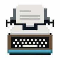 Retro Typewriter Illustration with Minimalist Pixel Art Style vector