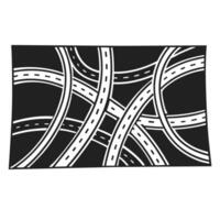 Intricate black and white roadmap abstract highway paths intertwining geometric graphic lines vector