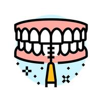 using interdental brushes color icon illustration vector