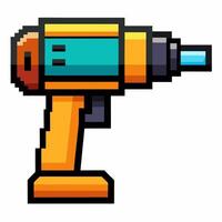 Pixel Art Cordless Drill Illustration for DIY and Retro Design Projects vector