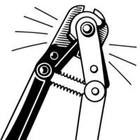 adjustable wrench illustration showing mechanical tool design in black and white vector