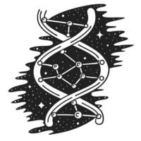 dna helix with space galaxy theme genetic structure intertwined with cosmic stars vector