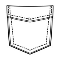 Outlined pocket illustration with stitching details simple black and white line art design vector