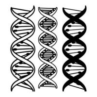 dna helix patterns three black and white designs, genetic science, biology structures vector
