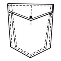 Line drawing of a pocket with stitching design detail vector