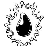 Black and white egg splash illustration with fluid dynamic design elements vector