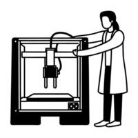 printing technology person operating printer, modern innovation in manufacturing and design vector