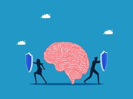 team holding a shield to protect the brain vector