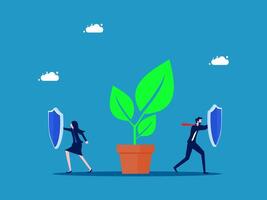 protecting plant with shield and shield vector