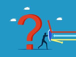 protection man with question mark on blue background vector