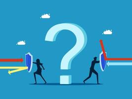 team business with question mark on blue background vector