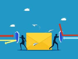 protection people are holding an envelope with an envelope and a paper airplane vector