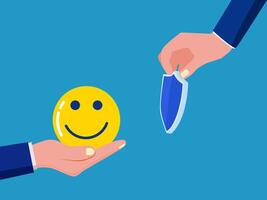 person holding a knife and a smiley face vector