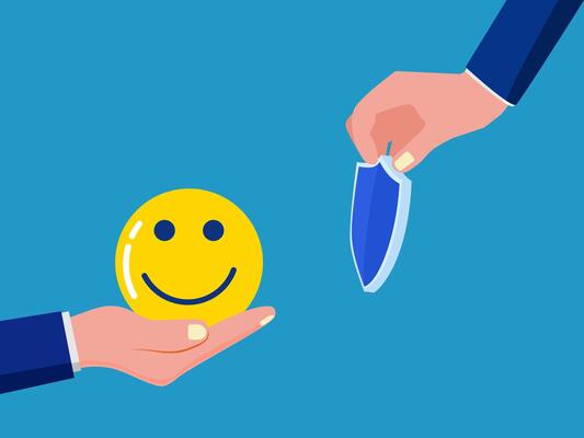 person holding a knife and a smiley face