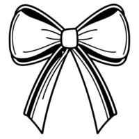 Stylish ribbon bow illustration in black and white outline art for design and decoration vector